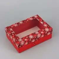 Коробка подарочная складная, крышка - дно, с окном &laquo;С Новым Годом&raquo; 24&times;17&times;8 см