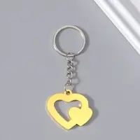 Брелок металл "Двойное сердце" стразы МИКС 3,3х3,7 см