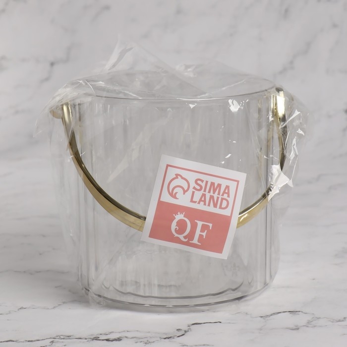 Органайзер для хранения косметических принадлежностей &laquo;CLEAN GOLD&raquo;, с ручкой, d = 12,5 &times; 12 см, цвет прозрачный/золотистый