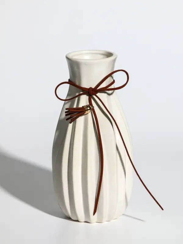 Ваза керамика настольная Ваза керамика настольная "Шерон" зауженная шнур, 19,5х8,5х6 см, белый