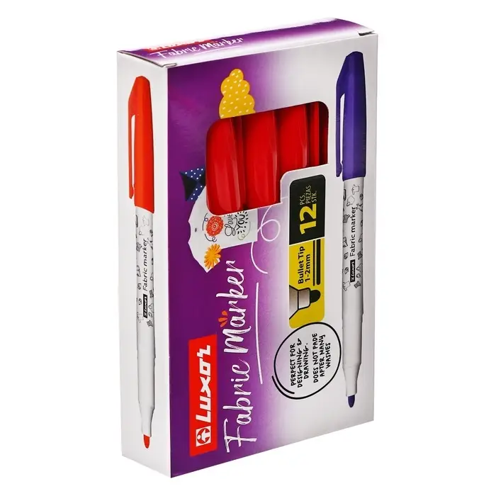 Маркер для ткани 1-2 мм Luxor  Маркер для ткани 1-2 мм Luxor "Fabric", пулевидный, красный