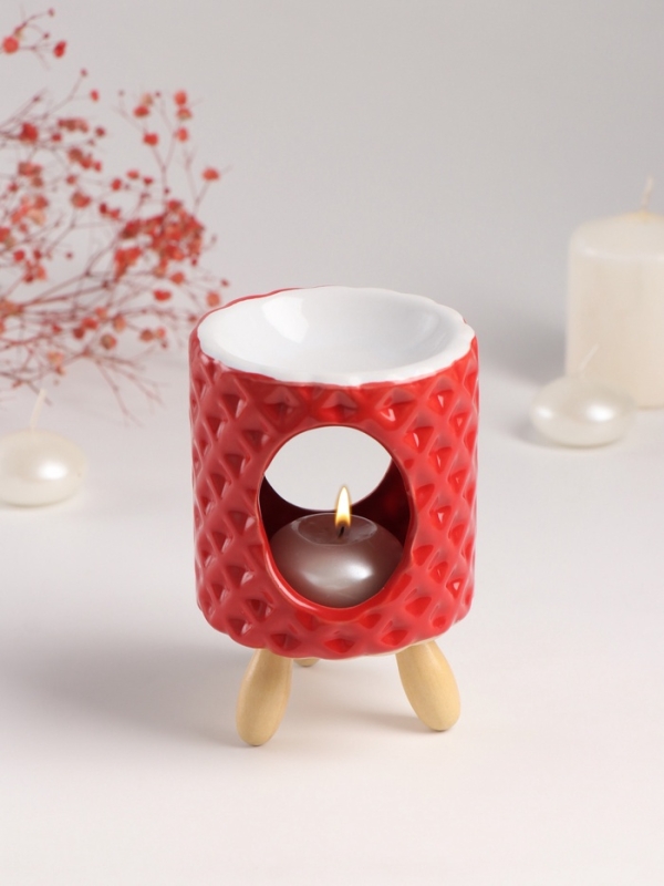 Аромалампа керамика на ножках Аромалампа керамика на ножках "Ромбики" оранж 8,2х8,2х12 см