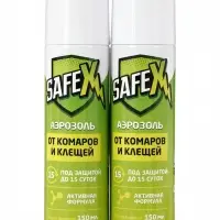 Аэрозоль от клещей и комаров SAFEX, 150 мл  2 штуки