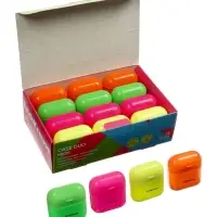 Точилка ErichKrause Case Duo Neon, 2 отверстия, с контейнером, МИКС