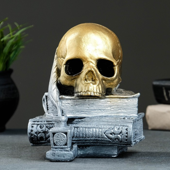 Фигура  Фигура "Череп с книгой" бронза с серебром, 19см