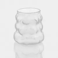 Графин &laquo;Рельеф&raquo;, 1 л, 13&times;24 см, со стаканом 350 мл, с бамбуковой крышкой, стекло, прозрачный