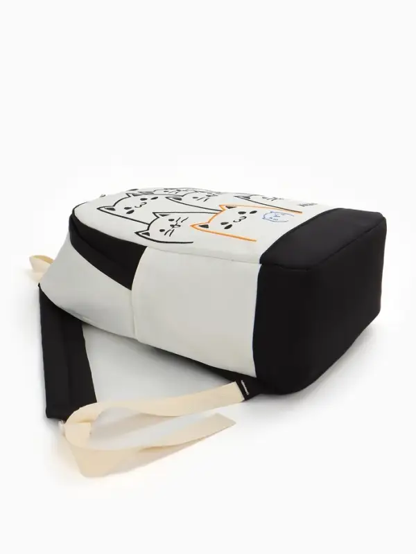 Рюкзак школьный на молнии, с карманами, с рисунком, размер 30&times;14&times;43 см, чёрный