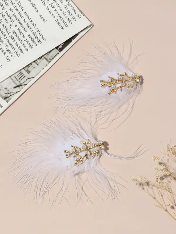 Зажим для волос "Милица" (набор 2 шт) 11х7 см, белый