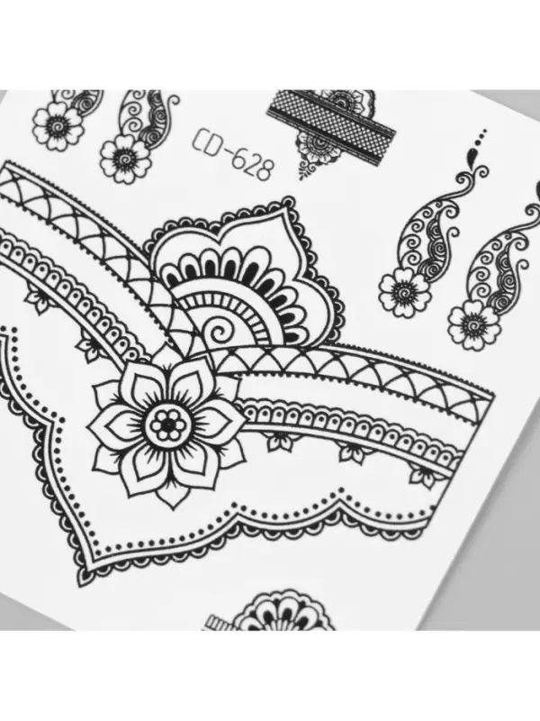 Переводные тату на тело чёрные «Ажурные узоры», 8×7.5 см