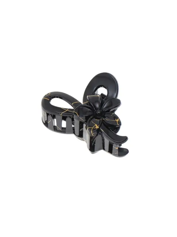 Крабик для волос &laquo;Классик&raquo; цветок петельки, 7&times;4.5 см, чёрно-золотой