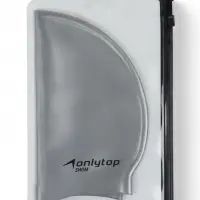 Шапочка для плавания взрослая ONLYTOP, силиконовая, 56 г, обхват 54-60 см, серая