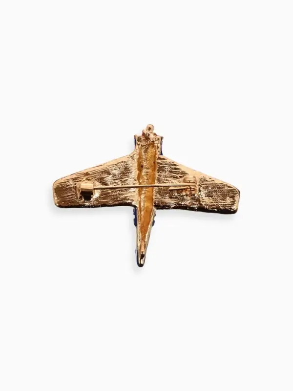 Брошь &laquo;Самолёт с пропеллером&raquo;, синяя в золоте