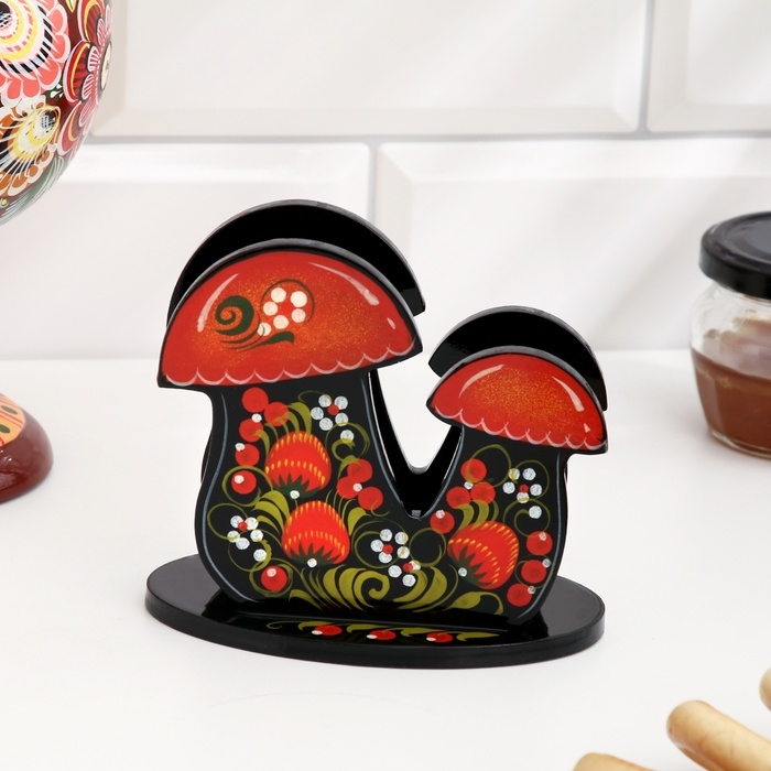 Салфетница «Гриб», 7 х 11 см, хохлома Салфетница «Гриб», 7 х 11 см, хохлома