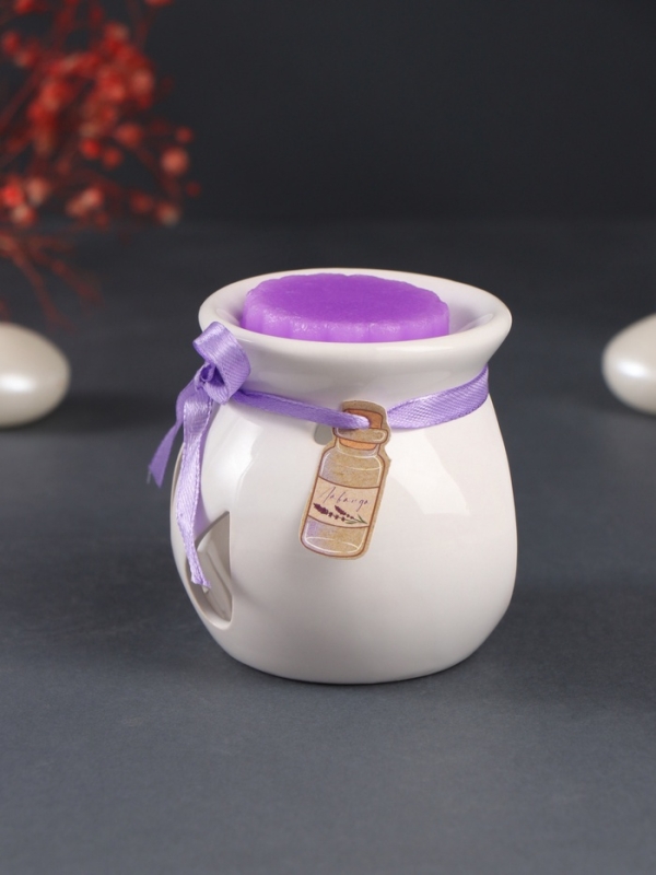 Набор: аромалампа для эфирных масел, мелтсы из воска ароматические «Лаванда», сиреневая, 6.5×6.2×7.5 см Набор: аромалампа для эфирных масел, мелтсы из воска ароматические «Лаванда», сиреневая, 6.5×6.2×7.5 см