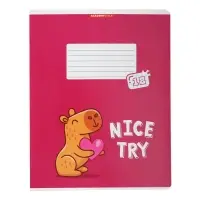 Тетрадь 18 листов в клетку "Капибара", обложка мелованный картон, ВД-лак, блок 60 г/м2, 5 видов, МИКС