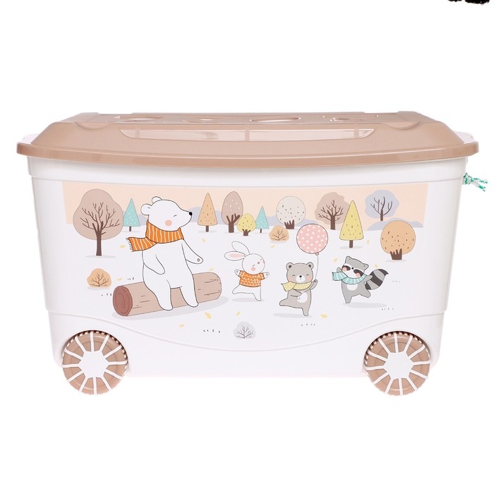 Ящик для игрушек «Зверушки на опушке», на колёсах, с декором, 580 × 390 × 335 мм Ящик для игрушек «Зверушки на опушке», на колёсах, с декором, 580 × 390 × 335 мм
