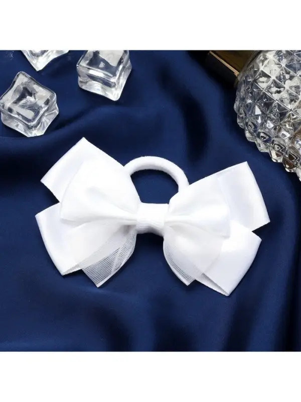 Бант для волос на резинке &laquo;Школьница&raquo;, блеск галант, 8&times;4 см, белый