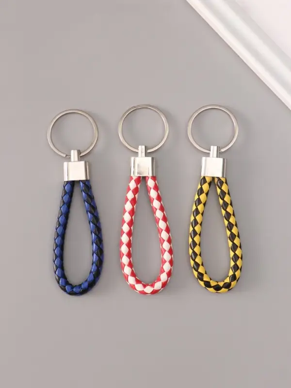 Брелок металл кожзам Брелок металл кожзам "Ремешок плетёнка" МИКС 8 см