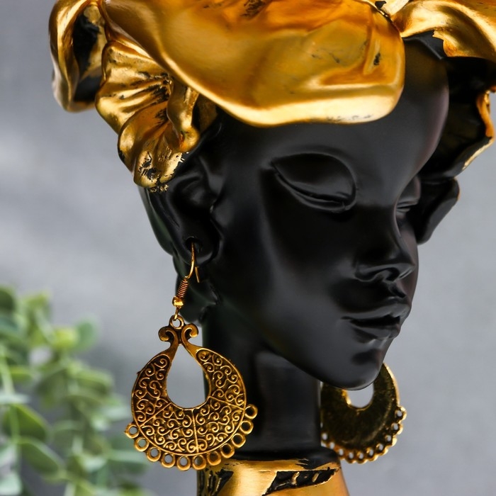 Сувенир полистоун бюст подставка Сувенир полистоун бюст подставка "Девушка из Африки" чёрный с золотом 23х15х15 см