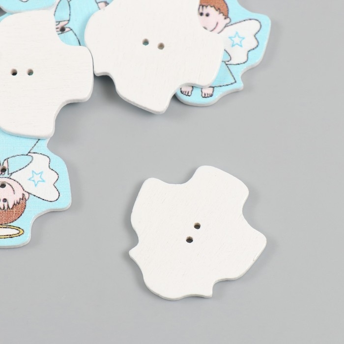 Пуговицы дерево для творчества 2 прокола Пуговицы дерево для творчества 2 прокола "Ангел в голубом" набор 15 шт 2,8х3,1 см