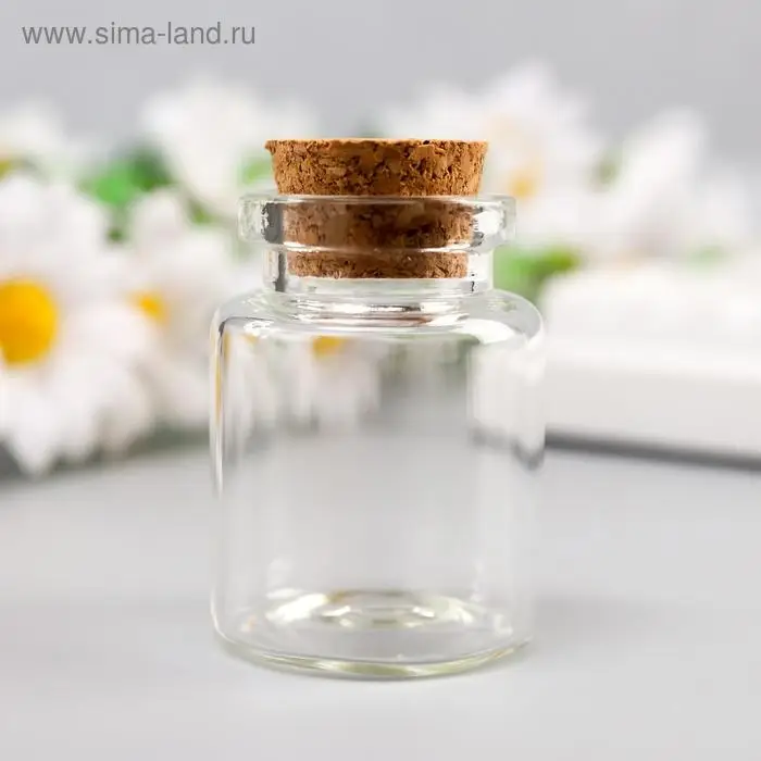 Декор для творчества стекло  Декор для творчества стекло "Бутылочка с пробкой" 4х3х3 см