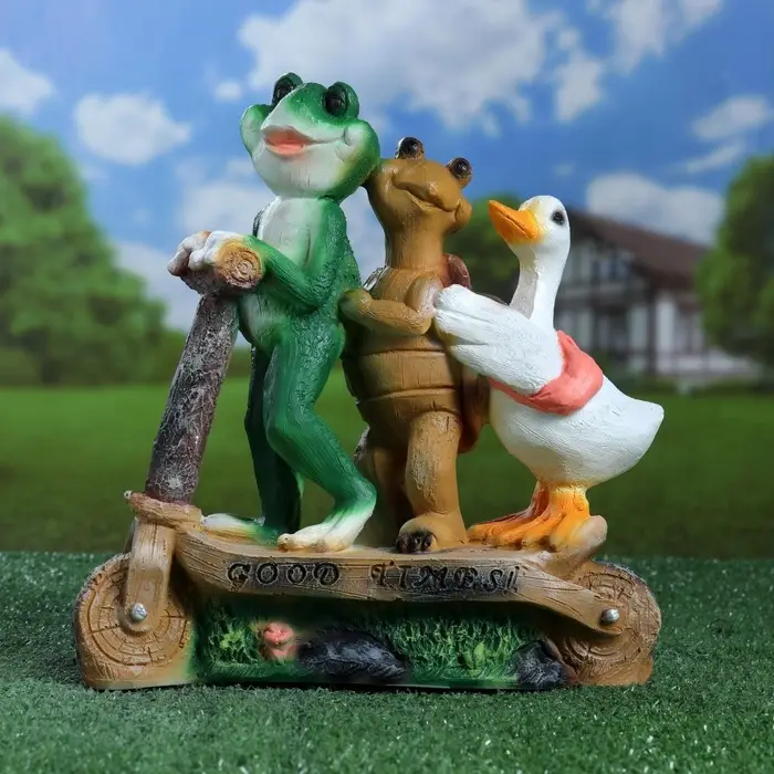 Садовая фигура из полистоуна &laquo;Зверюшки на самокате&raquo;, 30&times;10.5&times;28 см