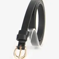 Ремень женский тонкий, 110&times;1.3 см, пряжка металл золотистая, полукруглая, чёрный
