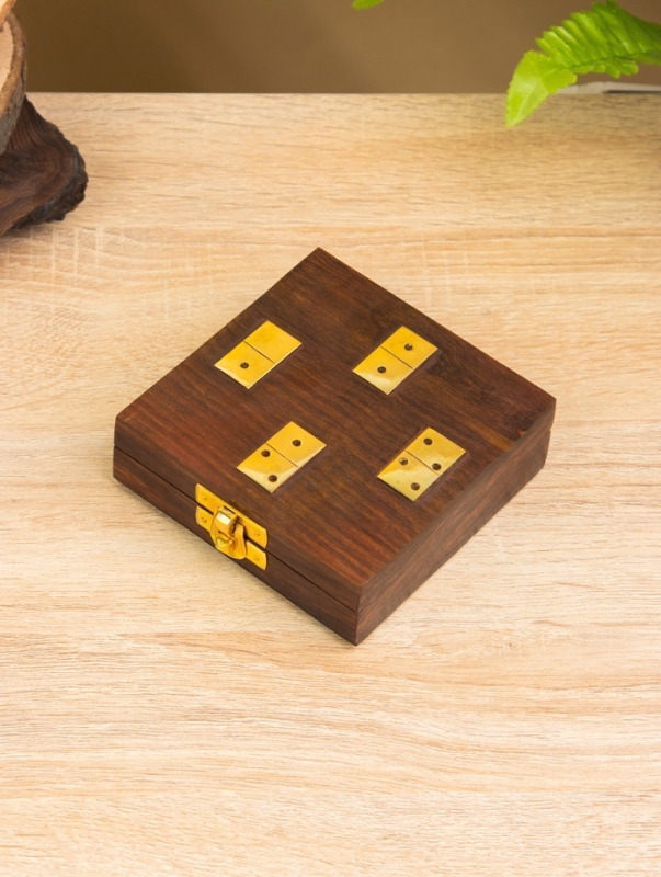 Настольная игра  Настольная игра "Домино" 18,5х7,5х4 см, дерево шишам, латунь