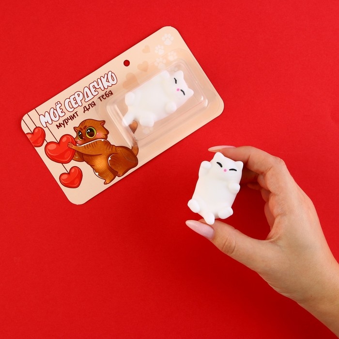 Мялка антистресс «Моё сердечко», котик, 6 х 3,5 см. Мялка антистресс «Моё сердечко», котик, 6 х 3,5 см.