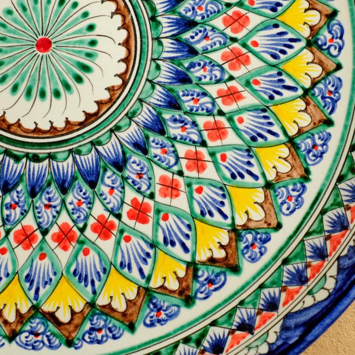 Ляган Риштанская Керамика "Узоры", 36 см, синий