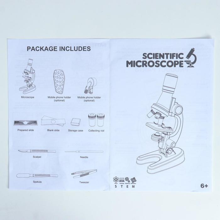 Микроскоп Микроскоп "Юный ботаник" кратность до х1200, оранжевый, подсветка