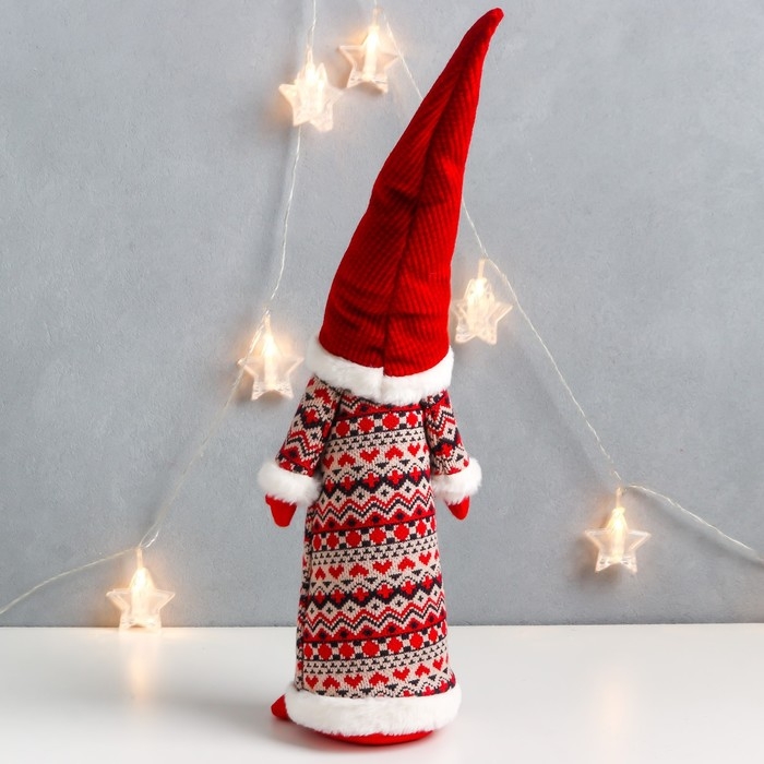 Кукла интерьерная Кукла интерьерная "Дедушка Мороз в кафтане со скандинавскими узорами" 55х12х11 см