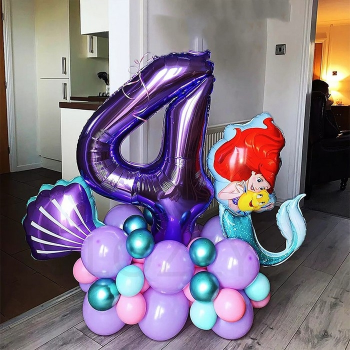 Шар фольгированный 40 Шар фольгированный 40" «Цифра 4», цвет сиреневый, 1 шт.