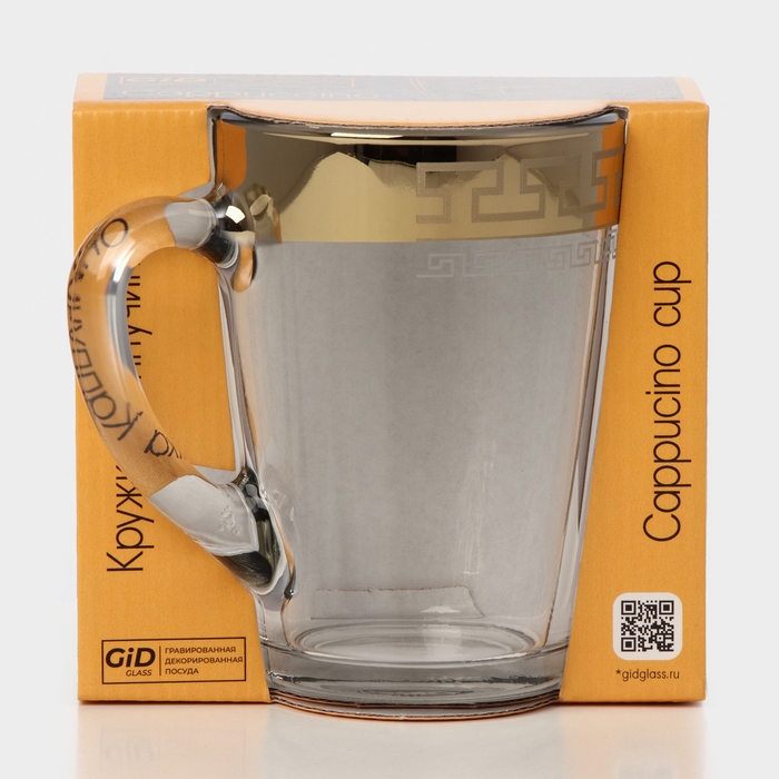 Кружка стеклянная «Нэро», 300 мл, цвет напыления золотой Кружка стеклянная «Нэро», 300 мл, цвет напыления золотой