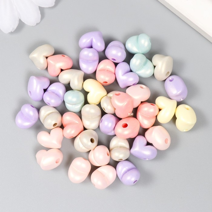 Бусины для творчества пластик Бусины для творчества пластик "Сердце. Перламутровый блеск" набор 20 гр 1,1х0,9х0,9 см