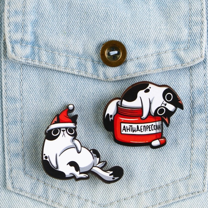 Значки новогодние для друзей парные «Новый год: У деда мороза попрошу...», набор, 2 шт