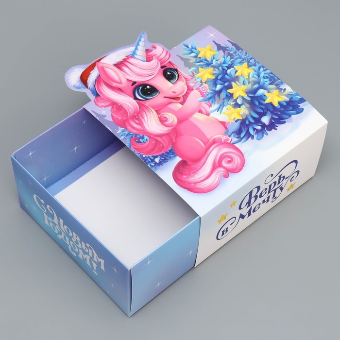 Подарочная коробка новогодняя складная «Верь в мечту», 15 х 15 х 8 см, Новый год Подарочная коробка новогодняя складная «Верь в мечту», 15 х 15 х 8 см, Новый год