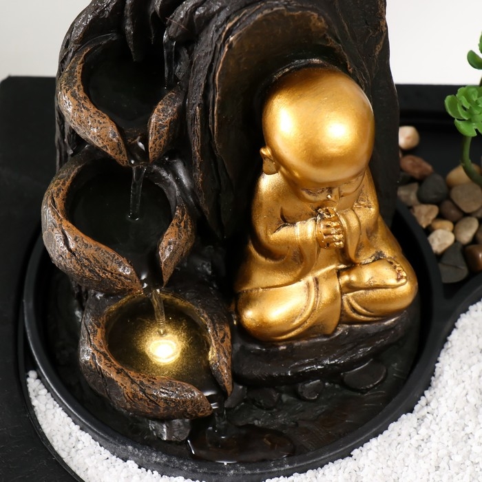 Фонтан настольный от сети, подсветка  Фонтан настольный от сети, подсветка "Маленький хотей - Гармония" 29х21х22 см