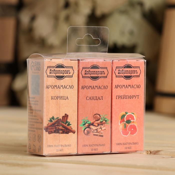 Эфирное масло Эфирное масло "Сандал, Грейпфрут, Корица", набор 3 шт по 10 мл, Добропаровъ