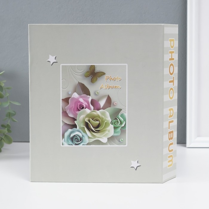 Фотоальбом на 80 фото 10х15 см Фотоальбом на 80 фото 10х15 см "Мраморная роза" в коробке МИКС 5,3х19х23 см