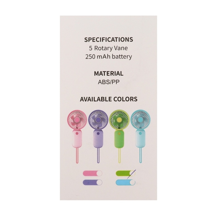 Портативный вентилятор YM88151, 250 мАч, 1 режим, кабель для зарядки, зелёный Портативный вентилятор YM88151, 250 мАч, 1 режим, кабель для зарядки, зелёный