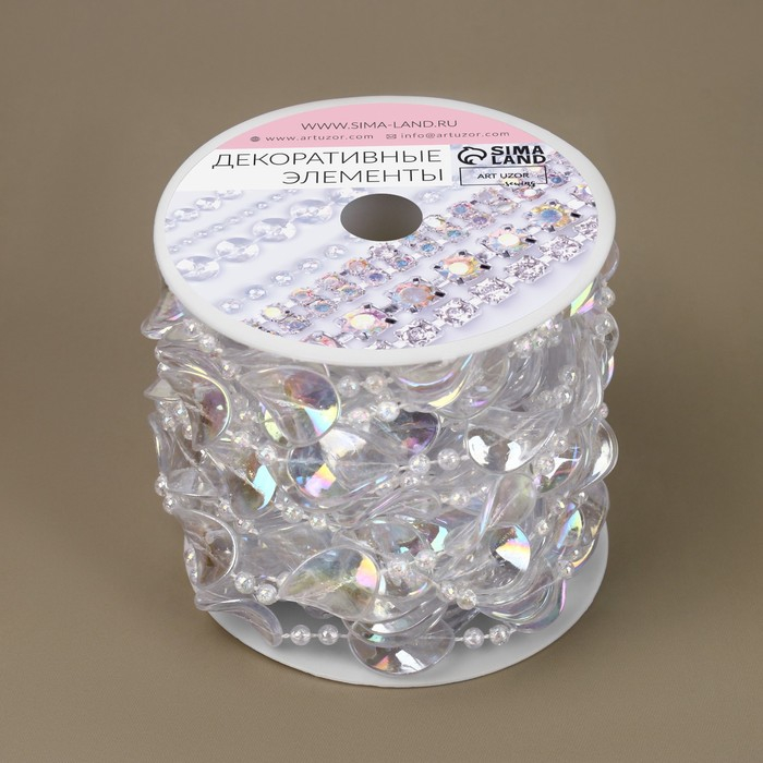 Бусы на нитях, с голографией, 16 мм, 9 ± 1 м, цвет прозрачный Бусы на нитях, с голографией, 16 мм, 9 ± 1 м, цвет прозрачный