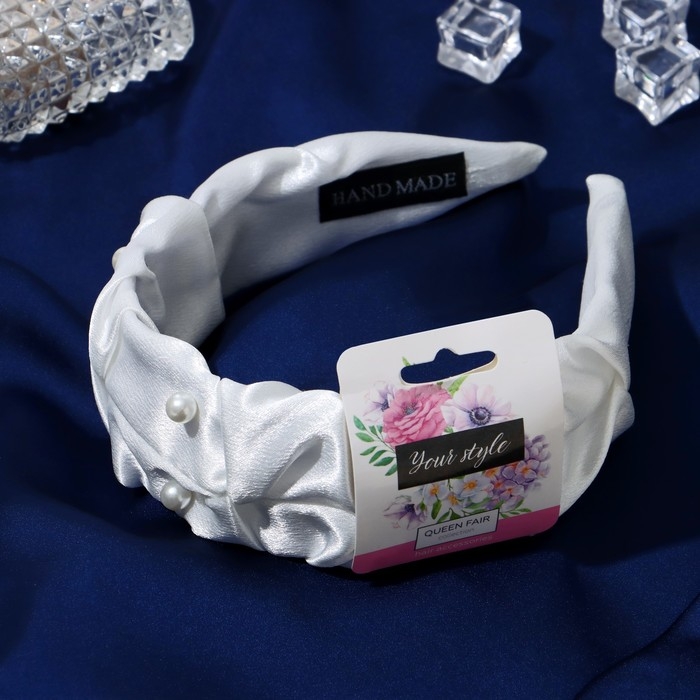 Ободок для волос Ободок для волос "Юнона" бусинки, 5 см, белый