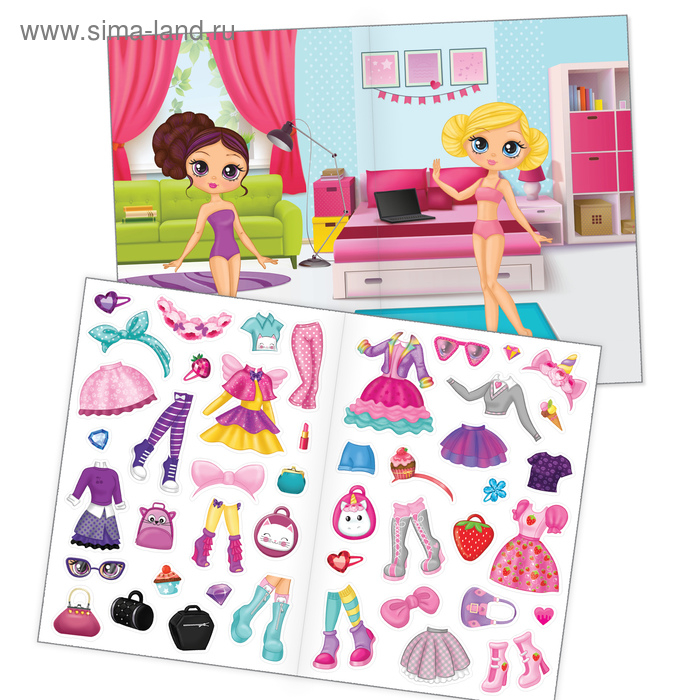 Наклейки многоразовые набор «Для девочек», 3 шт., формат А4 Наклейки многоразовые набор «Для девочек», 3 шт., формат А4