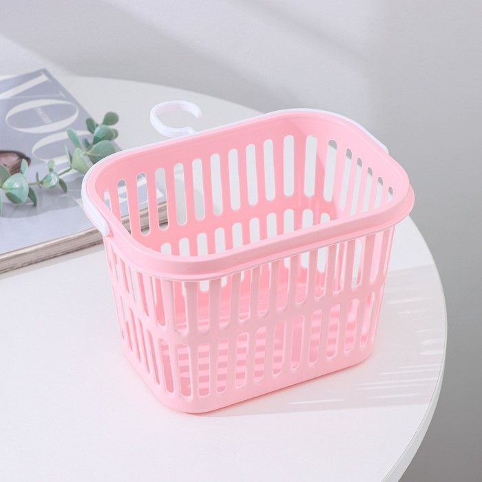 Корзина для хранения с крючком, пластик, 18×13×12 см, цвет МИКС Корзина для хранения с крючком, пластик, 18×13×12 см, цвет МИКС