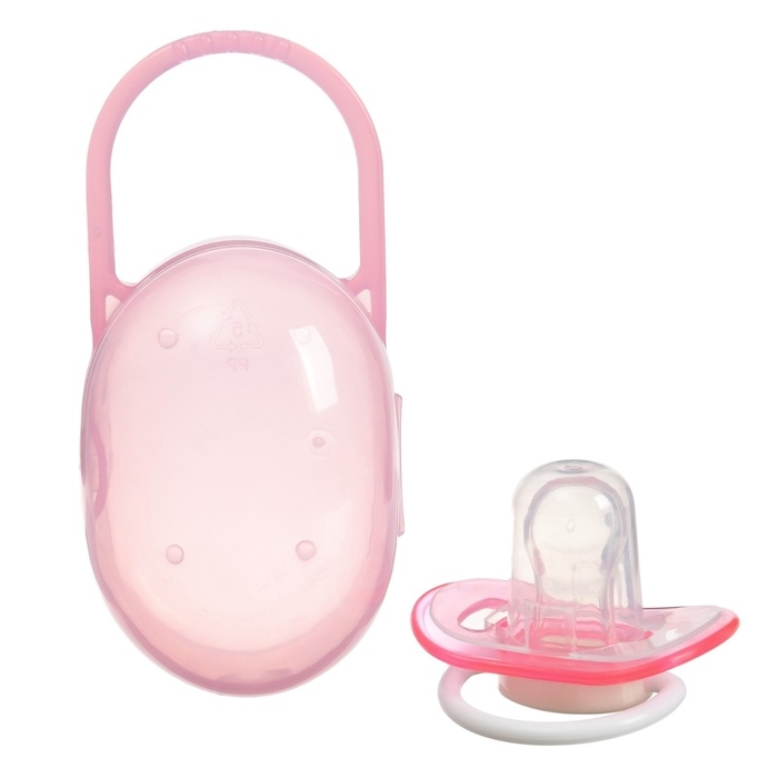 Соска - пустышка силиконовая ортодонтическая, от 3 мес., с колпачком, в контейнере, цвет розовый Соска - пустышка силиконовая ортодонтическая, от 3 мес., с колпачком, в контейнере, цвет розовый