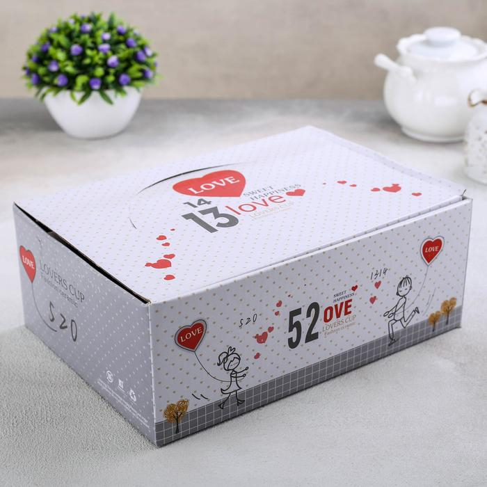 Набор кружек керамических с крышками и ложками &laquo;Узы любви&raquo;, 2 предмета: 400 мл, цвет МИКС