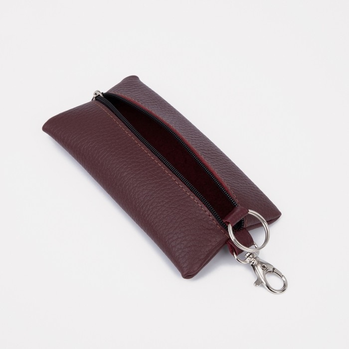 Ключница на молнии, длина 15 см, кольцо, карабин, цвет бордовый Ключница на молнии, длина 15 см, кольцо, карабин, цвет бордовый