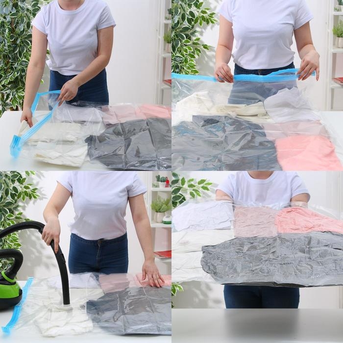 Вакуумный пакет для хранения вещей Доляна, 70×110 см, прозрачный Вакуумный пакет для хранения вещей Доляна, 70×110 см, прозрачный