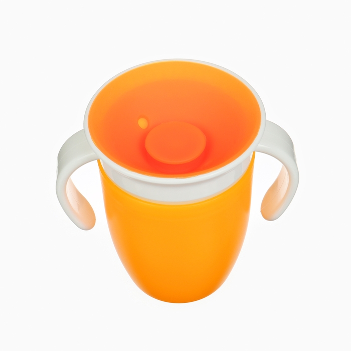 Поильник - непроливайка детский тренировочный «360°», 240 мл., с ручками, цвет оранжевый